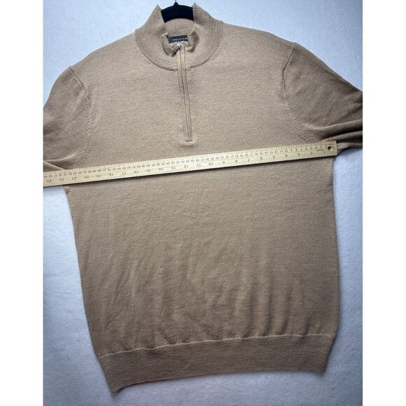 Saks Fifth Avenue Men's Camel Tan Beige Wool Blend 1/4 Zip Pullover Sweater Sz L - Picture 8 of 10